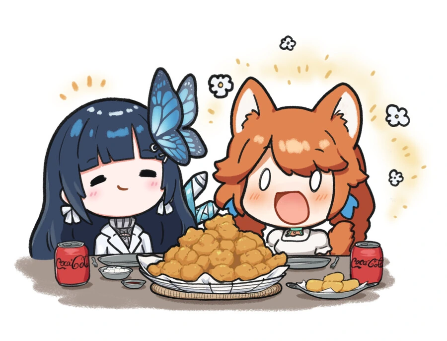 버튜버) 치킨이 나비마마에게 치킨을 얻어먹는.manga