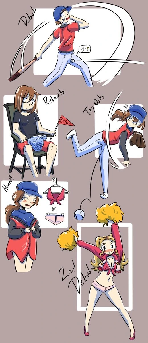 야구 선수가 영 좋지 못한 곳에 공을 맞아 제2의 인생을 사는 만화