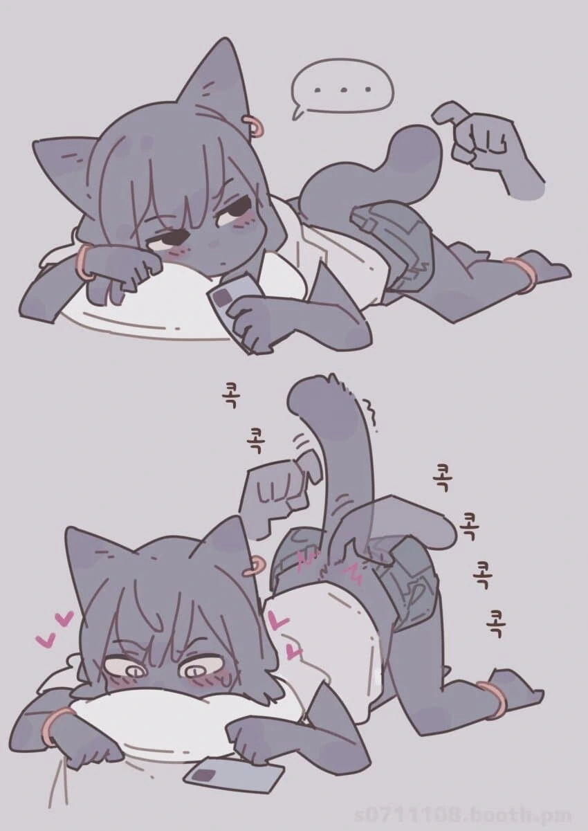 고양이 등 만지는 만화 - 이미지 3