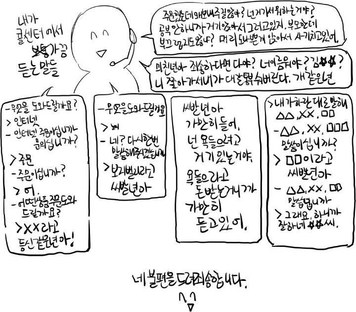 콜센터 일하면 가끔 듣는말.manwha