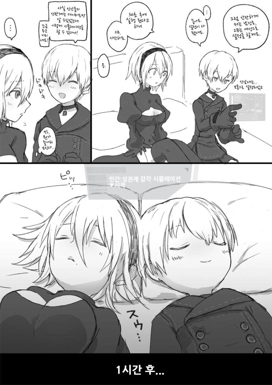 시뮬레이션을 한 2B와 9S 만화.manhwa