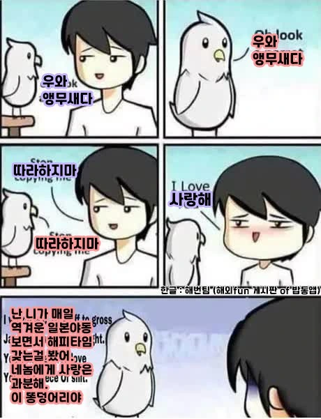 앵무새에게 말 가르치는.manwha