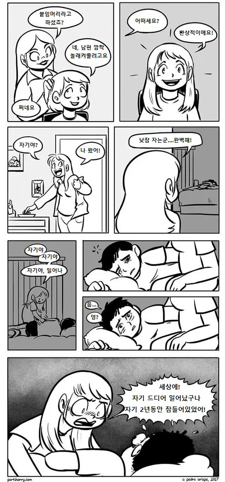 붙임머리를 이용해 남편 놀래키는 만화.manhwa