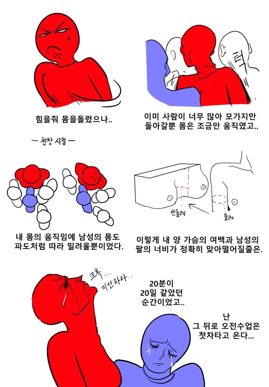 만원 전철에서 남녀가 살결을 부대끼는 만화.manga - 이미지 3