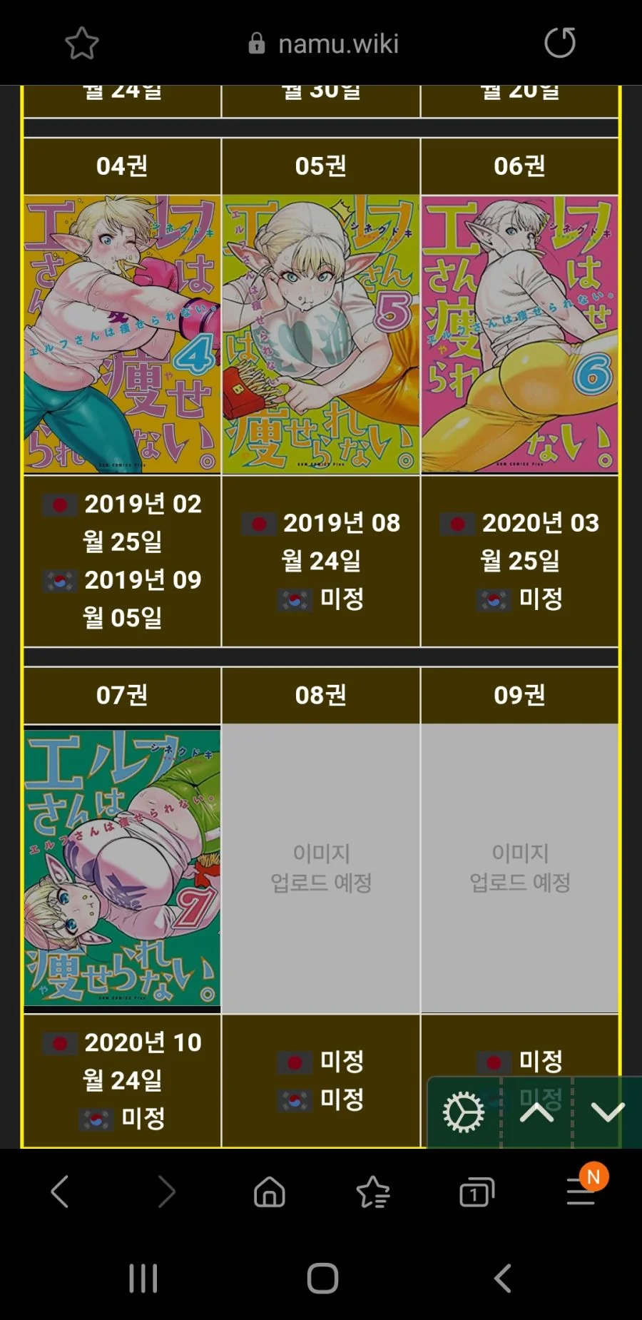 정발끊긴 이종족물 만화