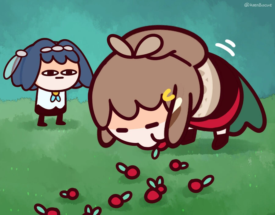 버튜버) 먹을 것을 탐하던 무메이가 최후를 맞는 manga