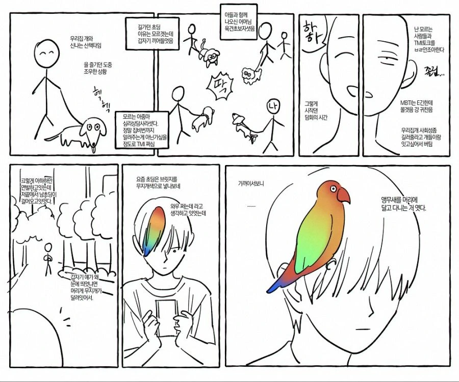 앵무새 산책시키는 초딩 manhwa