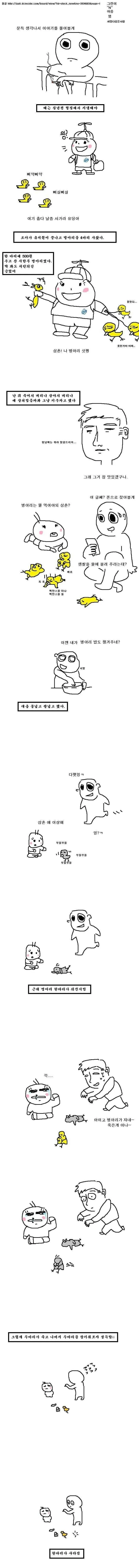 어렸을 때 조카가 병아리 데려온.manwha