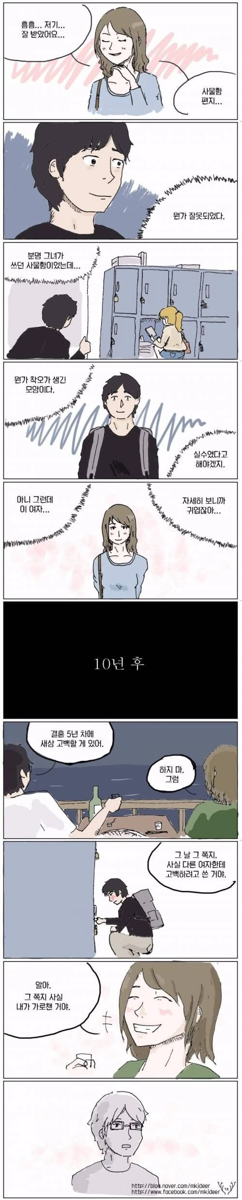 대학교에서 고백편지 잘못 보내는 만화.Manwha