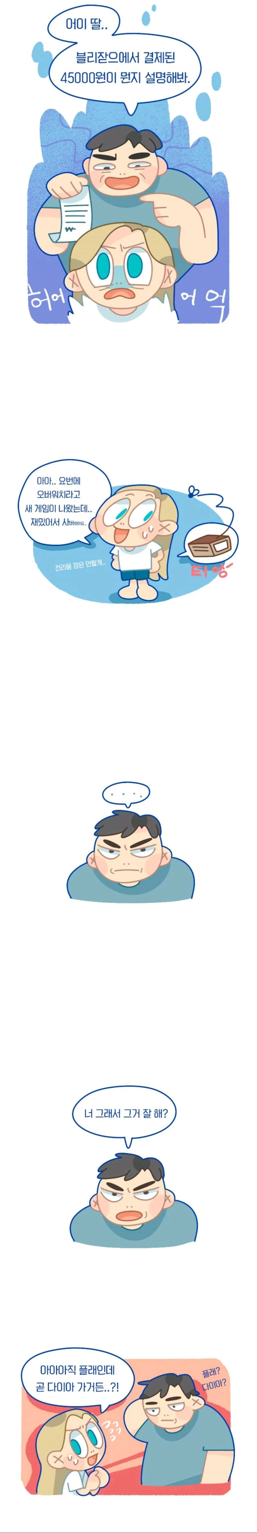 친구 자식이랑 비교하면서 딸한테 술주정하는 아빠.manhwa