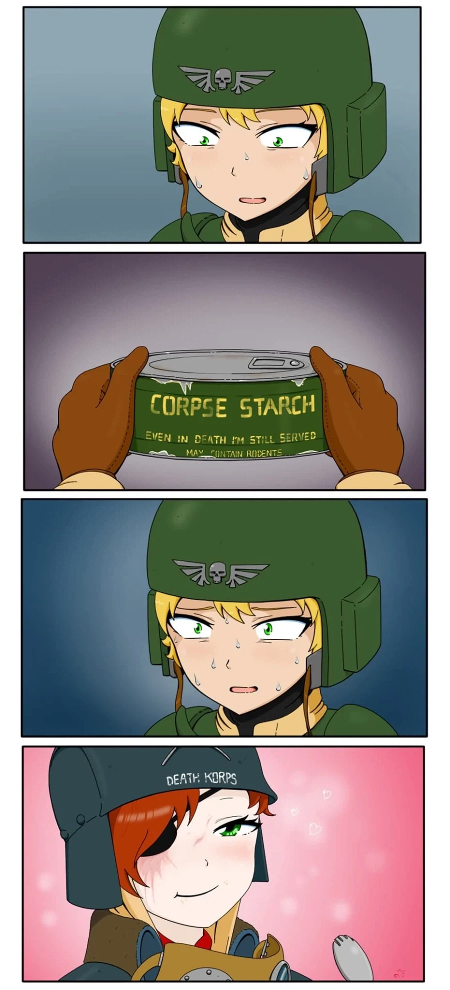 전투식량을 배급받은 워해머 가드맨 만화.jpg