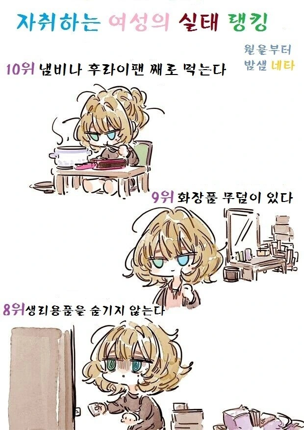 자취하는 여/남성의 실태 만화