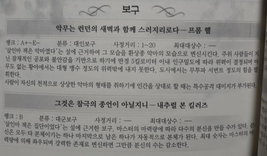 Fate) 페이트 시리즈 보구명 레전드