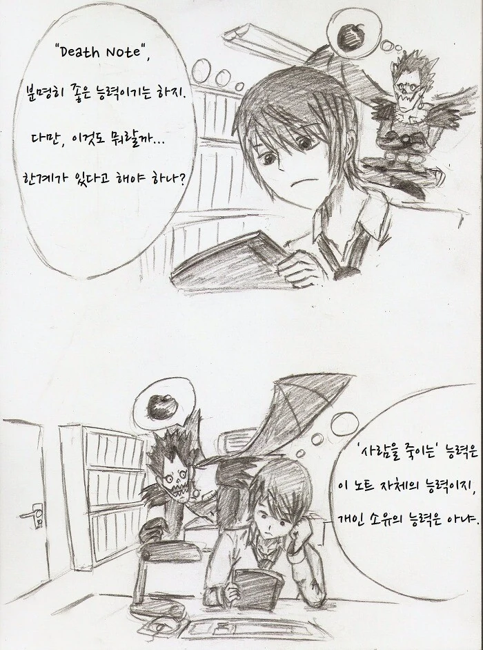 데스노트) 힘을 얻고 싶어하는 라이토 만화.manhwa