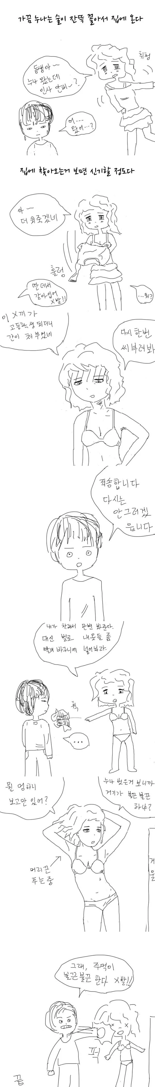 누나때문에 불끈불끈 하는 만화