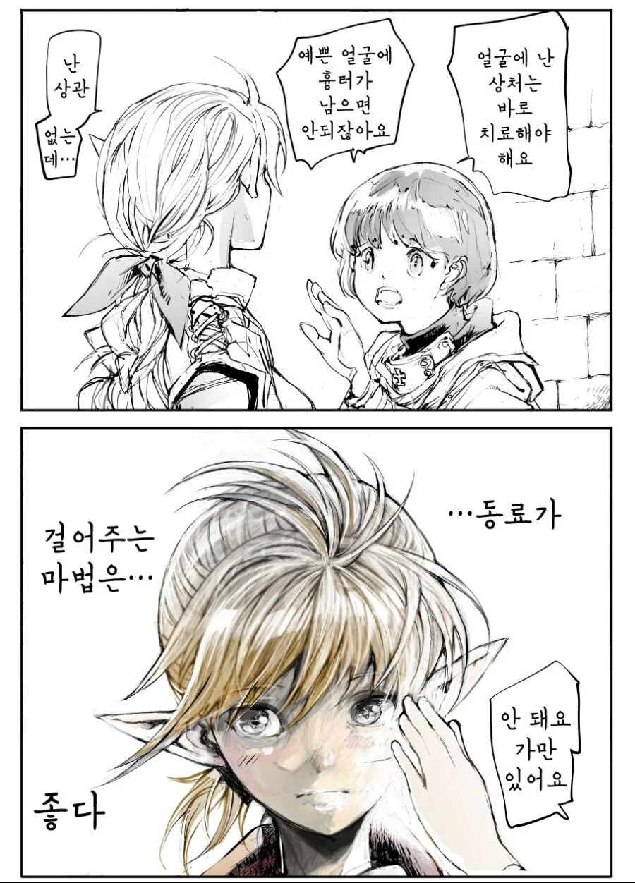 엘프 격투가와 인간 신관 만화.manga - 이미지 3