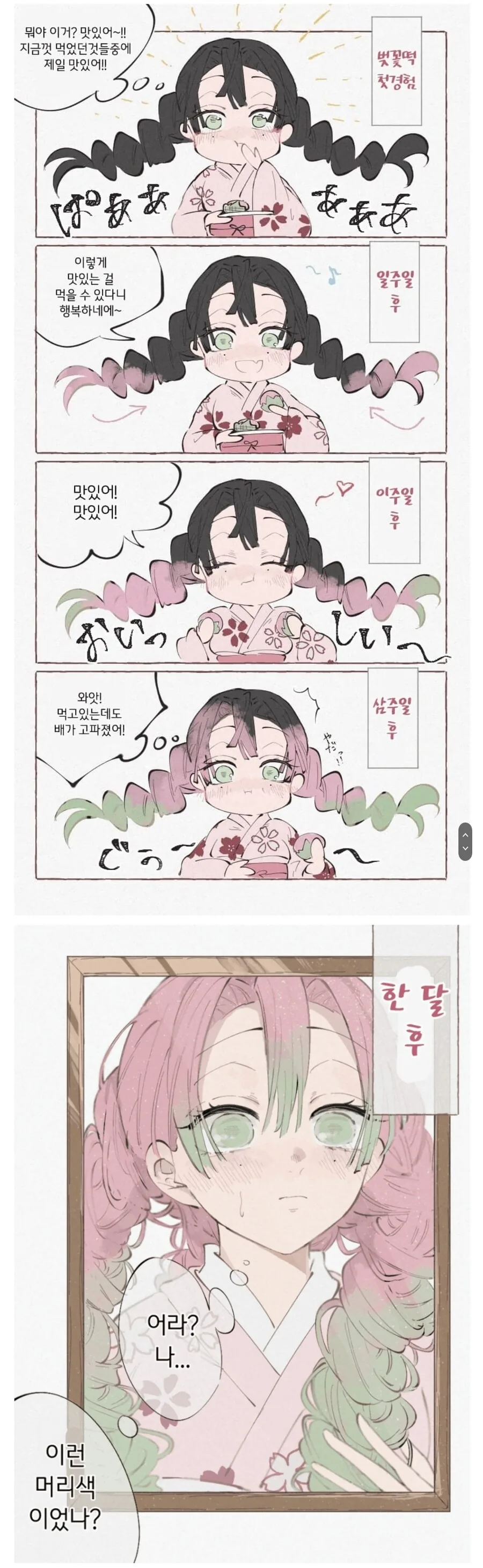 귀멸) 머리 색이 이상하게 변한 공식 설정.manhwa