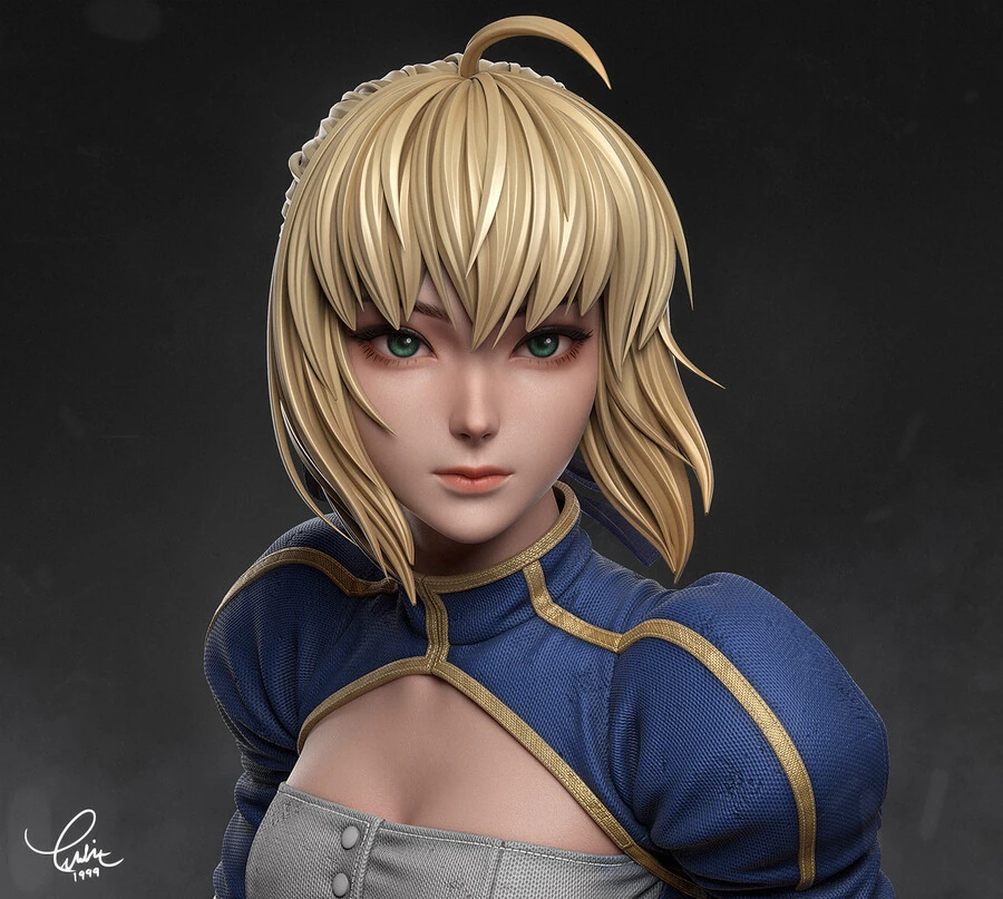 fgo) 데포르메를 좀 줄인 세이버 모델링 - 이미지 2