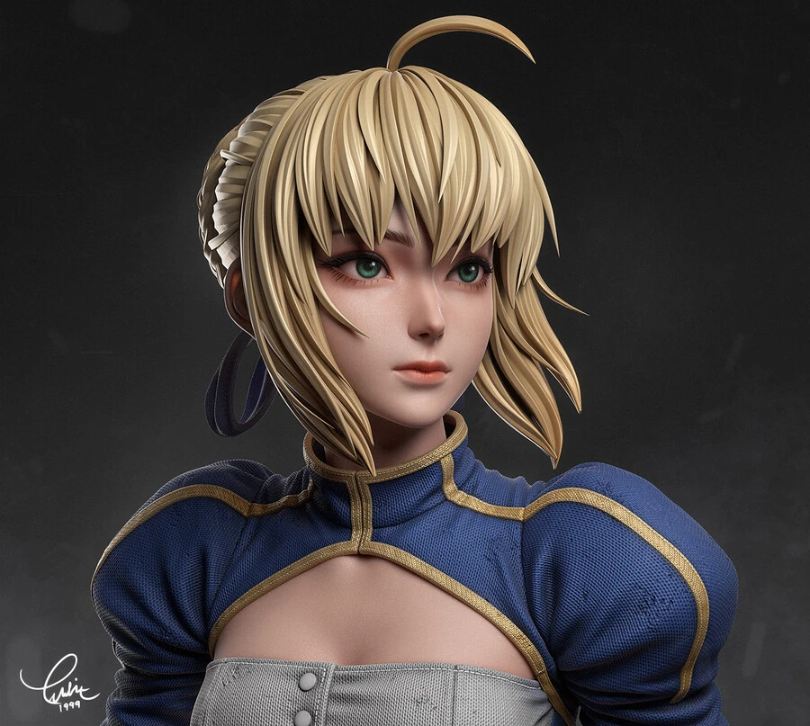fgo) 데포르메를 좀 줄인 세이버 모델링 - 이미지 3