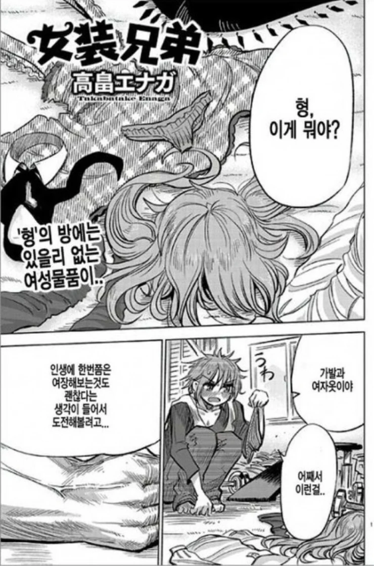 형 방에서 여장물품 나오는 만화.manwha