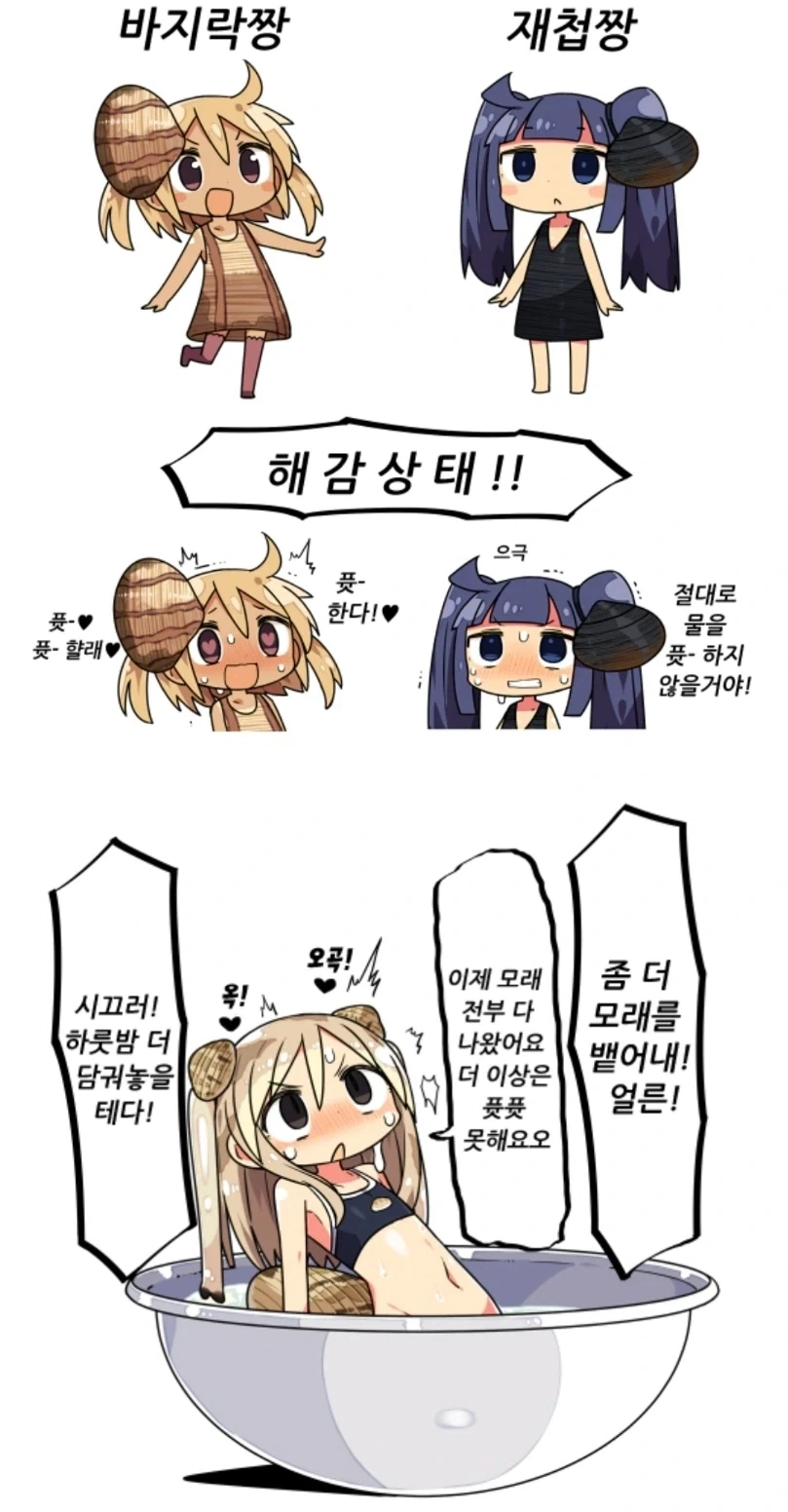 체첩과 바지락을 해감할뿐인 만화