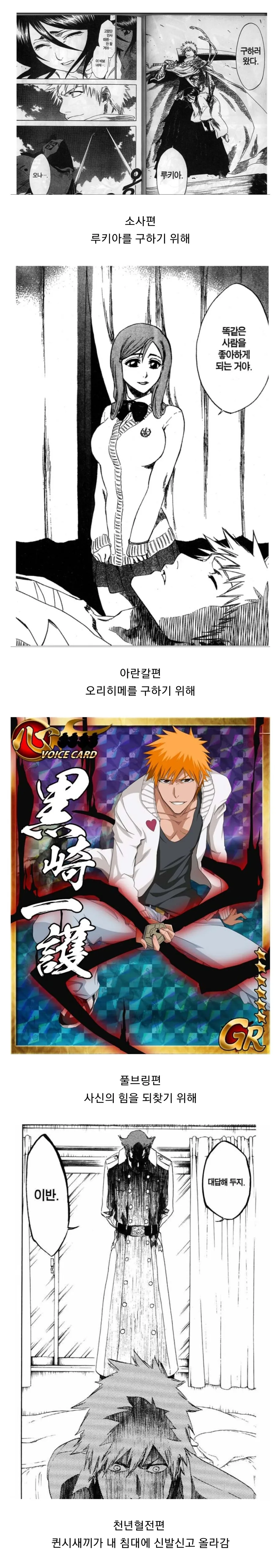 블리치)각 에피별 주인공이 싸운 이유.manga
