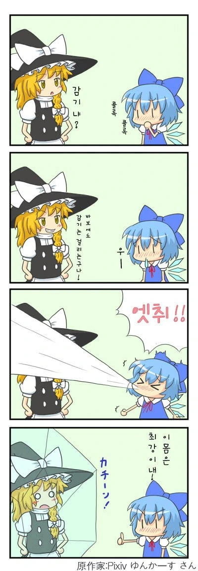 (동방) 치르노가 감기걸리는 만화