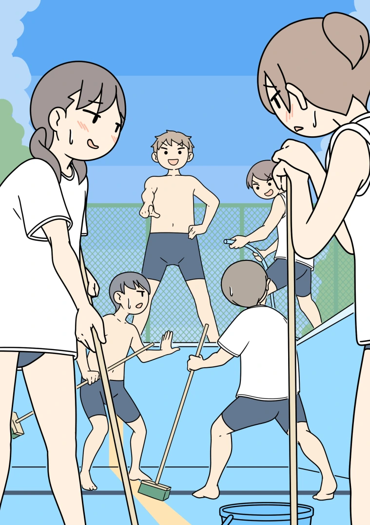 학교 수영장 청소하는 만화.manwha
