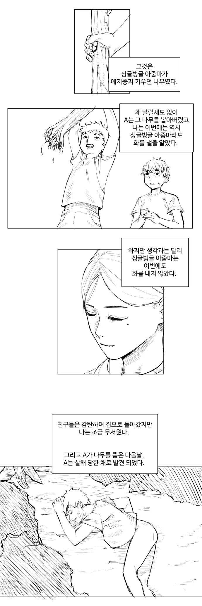 싱글벙글 아줌마한테 살해당하는 만화 - 이미지 2