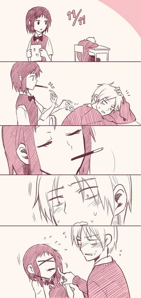 빼빼로로 들이대는 여자애를 혼내주는.Manga