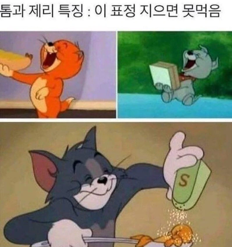 톰과 제리 세상 행복해보이는 표정 특