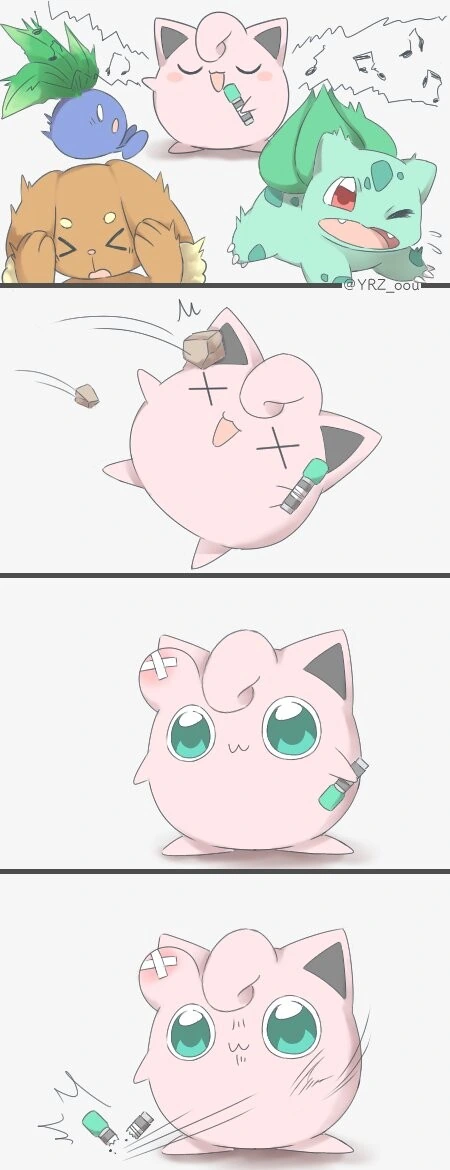포켓몬) 음치인 푸린을 응원하는 팬.Manga