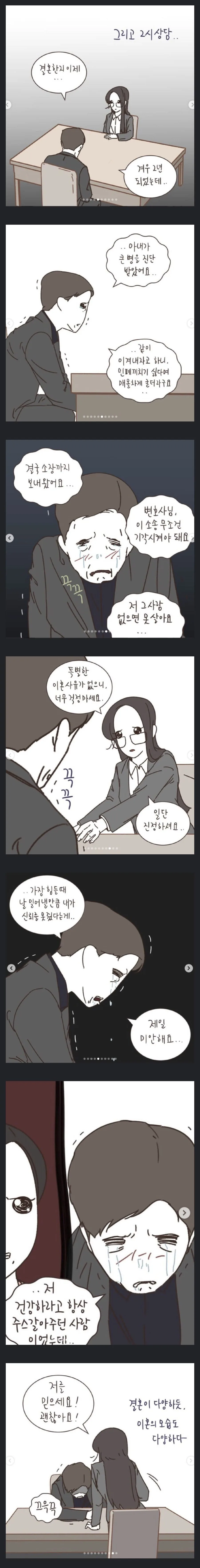 배우자가 아프다고 이혼 요구하는 만화