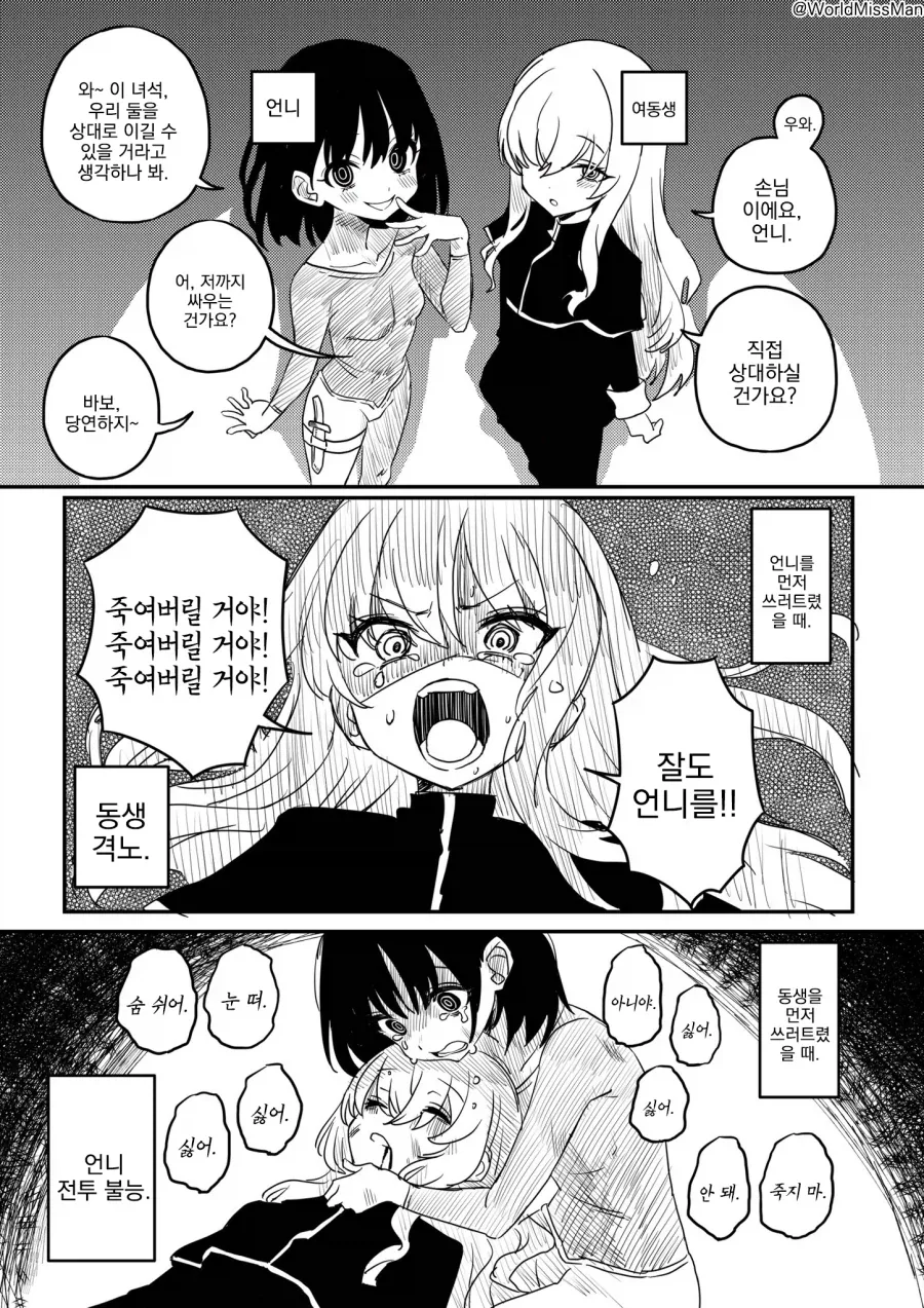 자매랑 싸우고나서 쓰려트렸을때 패턴 .manwha