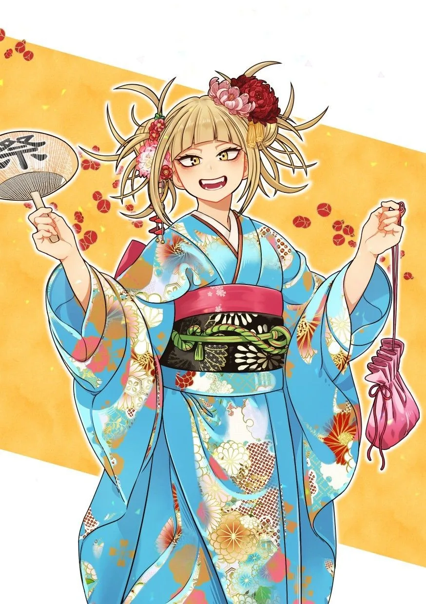 기모노를 입은 금발 미소녀.manga