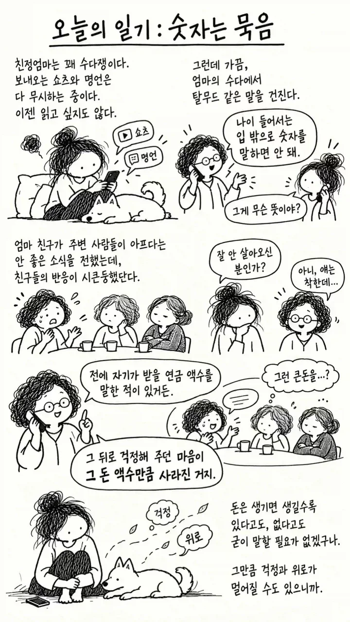 나이 들어서는 입 밖으로 숫자를 말해서는 안 된다.manwha