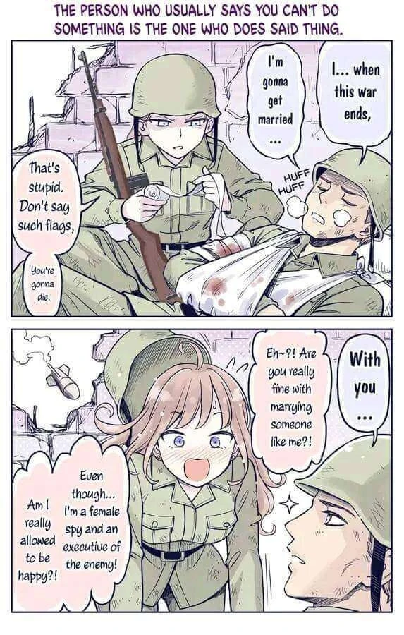 전장에서 사망플래그 대사를 말하는 만화