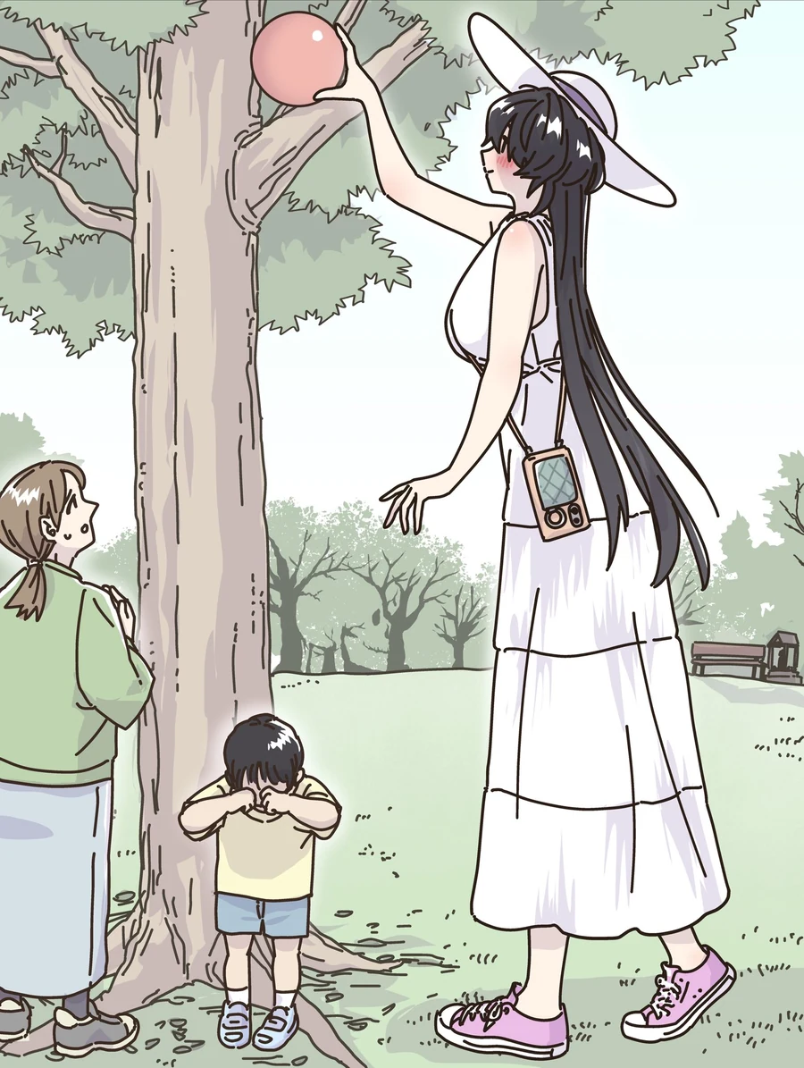 나무에 올라간 공을 주워주는 팔척이.manhwa