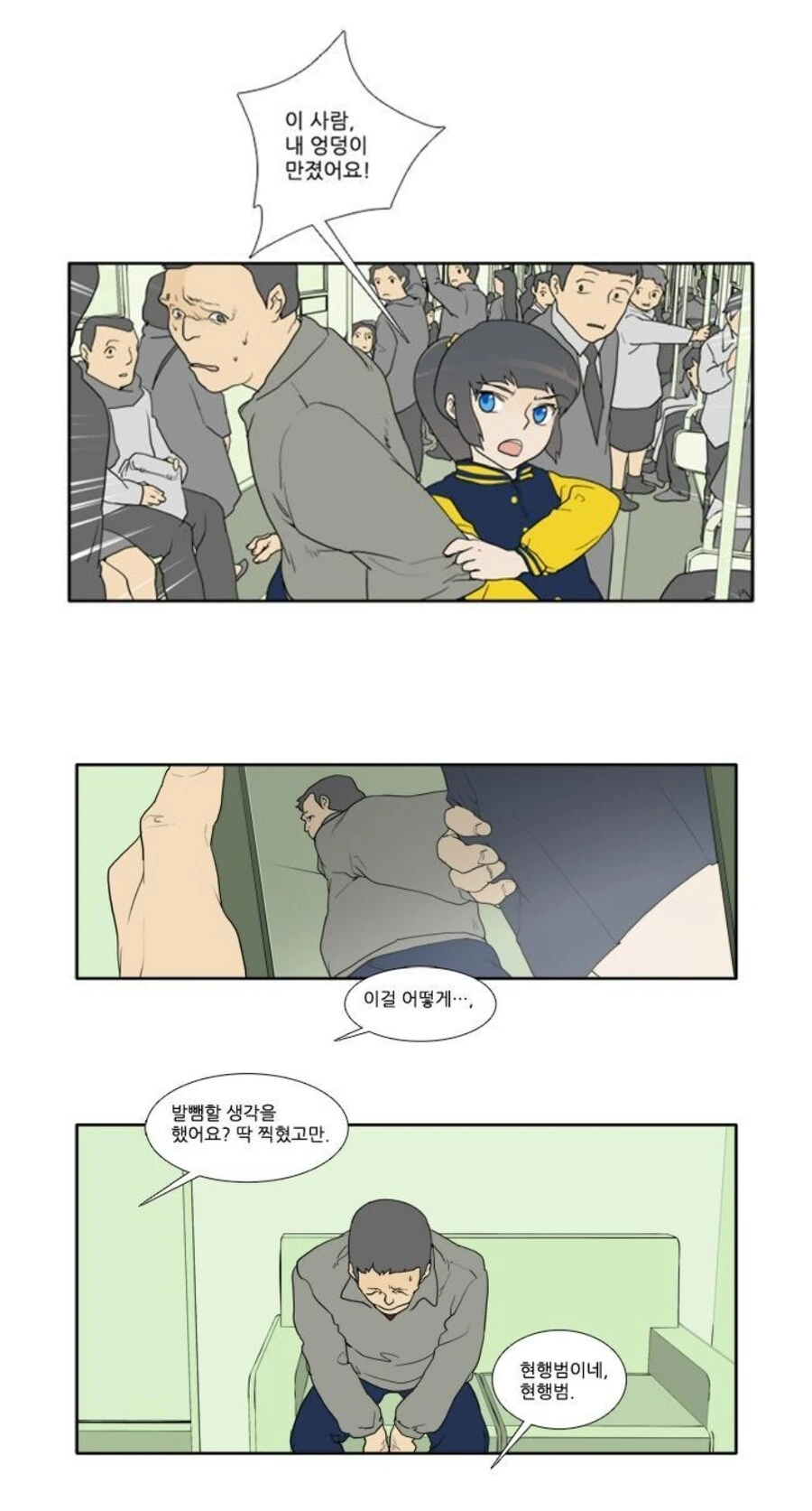 여학생이 지하철 치한을 참교육하능 만화
